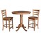 International Concepts Round 36 in Rd Top Pedestal Table, 2 Emily Counter Ht Stools, Distressed Oak, 36 in W, 36 in L, Wood K42-36RT-6B-S6172-2 - alternate 1